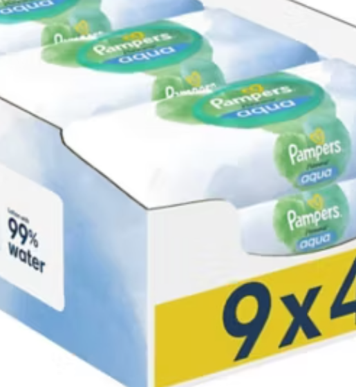 Pampers Harmonie Aqua Baby Wipes Plastic Free 9 Packs = 432 Wipes